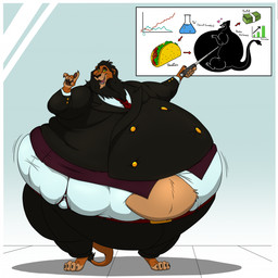 accessory anthro arrow_sign barefoot bottomwear claws clothed clothing diagram facial_scar fangs feet food fur heart_symbol holding_object holding_pointer looking_at_viewer male mane money necktie open_mouth pants paws scar shadow shirt smile smiling_at_viewer solo standing suit suit_jacket suspenders taco tail tail_tuft teeth text tongue topwear torn_clothing tuft whiskers hectorthewolf disney the_lion_king scar_(the_lion_king) felid lion mammal pantherine 2023 hi_res