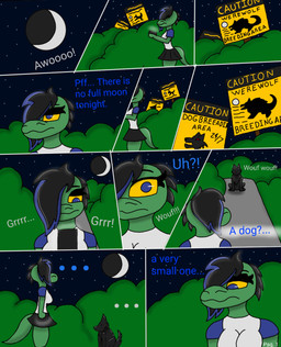 anthro clothed clothed_anthro clothed_female clothing duo female feral male night park size_difference tail text naawadeer mythology toyi_(naawadeer) canid canine canis domestic_dog mammal mythological_canine mythological_creature scalie werecanid werecanine werecreature werewolf comic english_text hi_res