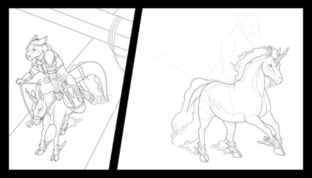 anthro female feral horseback_riding larger_female larger_feral male mount mount/rider_relations rider riding size_difference smaller_anthro smaller_male snowroserivenstar mythology infinite wolfywetfurr alaskan_malamute canid canine canis domestic_dog dragon equid equine horse hybrid kirin mammal mythological_creature mythological_scalie nordic_sled_dog scalie spitz wolf 7:4 monochrome