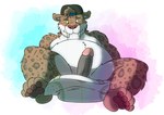 anthro clothed clothing diaper erection genitals male open_diaper partially_clothed paws penis solo leoniro_the_inklion abuniverse felid mammal prehistoric_species saber-toothed_tiger absurd_res hi_res