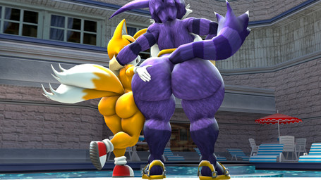 anthro beach_chair belt big_breasts big_butt blue_eyes breasts butt butt_size_difference clothing crossgender dipstick_tail duo female female/female footwear fur gloves handwear huge_breasts huge_butt looking_at_another markings mtf_crossgender multicolored_body multicolored_fur multicolored_tail nude plant purple_body purple_fur raised_leg rear_view sandals shoes size_difference standing striped_markings striped_tail stripes tail tail_markings thick_thighs tree white_body white_clothing white_fur white_gloves white_handwear white_tail wide_hips yellow_body yellow_clothing yellow_fur yellow_gloves yellow_handwear yellow_tail blueapple tahlian_(modeler) sega sonic_the_hedgehog_(series) big_the_cat miles_prower canid canine domestic_cat felid feline felis fox mammal 16:9 2023 3d_(artwork) digital_media_(artwork) hi_res source_filmmaker_(artwork) widescreen