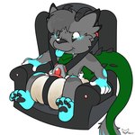 anthro baby baby_car_seat baby_seat blep blue_body blue_fur blue_tongue bodily_fluids car_seat diaper feces fur green_body green_eyes green_scales green_tail grey_body grey_fur grey_hair hair hand_on_side horn male multicolored_body multicolored_fur pawpads pooping puffed_cheeks push pushing saliva saliva_string scales seatbelt sitting smile soiled_diaper soiling soiling_diaper solo strapped strapped_down tail tongue tongue_out unclean_diaper used_diaper using_diaper young artistakita mythology raizu_(paddedraizu) canid canine canis domestic_dog dragon hybrid kobold mammal mythological_creature mythological_scalie scalie hi_res