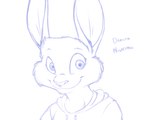 2020 5:4 anthro blue_and_white bust_portrait character_name clothed clothing dakota_nightpaw hoodie lagomorph leporid long_ears looking_at_viewer male mammal mizzyam monochrome portrait rabbit simple_background sketch solo text topwear white_background