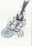 ankles_tied anthro asphyxiation bdsm blindfold bodily_fluids bondage bound breath_play crotch_rope dildo drop execution female gag gagged hands_tied_behind_back hanged high-angle_view humiliation legs_together muzzle_(object) muzzled nipple_piercing nipples noose nooseplay onomatopoeia piercing rope rope_around_neck sex_toy solo sound_effects squish strangling sweat tail tail_motion text thief thigh_squish tongue tongue_out hcrimsonknight kobold scalie 2025 absurd_res hi_res signature traditional_media_(artwork)