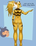 accessory ambiguous_gender anthro butt butt_focus countershading duo female fur green_eyes hair hair_accessory leg_markings markings nude open_mouth simple_background smile striped_markings stripes text thigh_markings guydude01 pogchamp felid feline haplorhine humanoid mammal monkey pantherine primate tiger digital_media_(artwork) meme