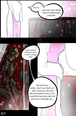 anthro blood blood_on_clothing blood_on_face bodily_fluids clothing dialogue female gore guts insides organs speech_bubble text torn_apart brradett microsoft the_elder_scrolls lernie_(brradett) love_goddess_(brradett) argonian scalie comic english_text hi_res