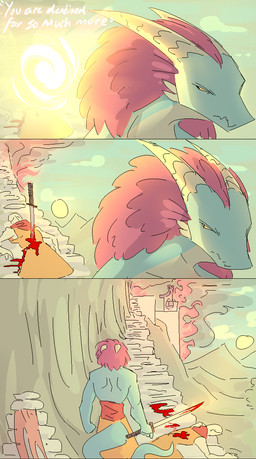 anthro blood bodily_fluids building clothing death dialogue energy feathers fire green_body green_scales hair horn house male melee_weapon monk qinglong_qiaoolu red_hair scales speech_bubble sun sword text weapon jam_(artist) feathered_lizard feathered_scalie human lizard mammal reptile scalie aliasing binary_drawing colored comic digital_drawing_(artwork) digital_media_(artwork) english_text
