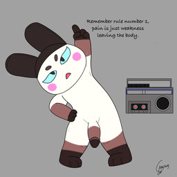 anthro bodily_fluids electronics exercise genitals male nude_workout penis radio raised_arm solo stretching sweat sweaty_genitalia sweaty_penis text workout crouchingli0n animal_crossing nintendo genji_(animal_crossing) lagomorph leporid mammal rabbit 1:1 english_text hi_res