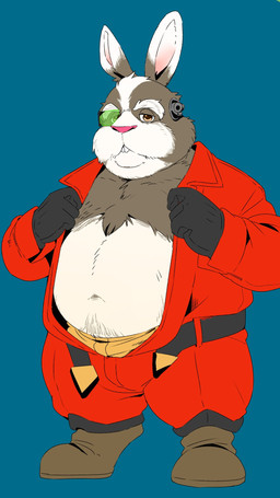 biped blue_background clothing fur gloves handwear humanoid_hands kemono male mature_male overweight overweight_male pink_nose simple_background solo standing underwear undressing white_body white_fur inunoshippo nintendo star_fox peppy_hare hare lagomorph leporid mammal 2026 hi_res