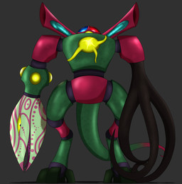 4_toes ambiguous_gender anthro armor biopunk blue_eyes brown_body digitigrade feet glowing glowing_eyes green_body head_on_hand heart_(organ) horror_(theme) light looking_down lore machine macro not_furry ominous organs plant purple_body red_body red_eyes segmented_body sharp_teeth shoulder_cannon solo tail teeth tentacles toes tongue tree weapon yellow_body yellow_eyes davespaceman eververse gorterradon_(davespaceman) ambient_humanoid animate_inanimate elemental_creature flora_fauna gorterradon humanoid kaiju living_machine living_weapon absurd_res hi_res