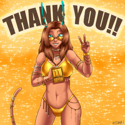 antennae_(anatomy) bikini breasts brown_hair clothing eyewear female gesture gold_(metal) gold_bikini grin hair hand_gesture jewelry metal midriff navel smile solo sunglasses swimwear tail two-piece_swimsuit v_sign bobbydando sonya_(fvt) fairy humanoid tailed_humanoid 1:1 hi_res