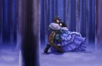 ball_gown clothing dancing dress duo female forest gown male plant snow snowing tree winter toughset disney frozen_(disney) belise_elle_(belise7) toughset_(character) armadillo canid canine canis mammal wolf xenarthran