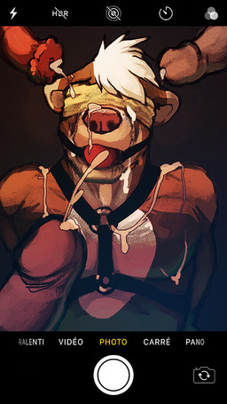 animal_genitalia animal_penis anthro ball_gag black_harness bodily_fluids brown_body brown_ears brown_fur bukkake camera_view cum cum_on_chest cum_on_face cum_on_shoulder cumshot ears_down ejaculation equine_genitalia equine_penis erection flared_penis foursome fur gag gagged genital_fluids genitals glans group group_sex hair hands_behind_back harness humanoid_genitalia humanoid_penis male medial_ring obscured_eyes penis pink_glans pink_nose pink_penis pivoted_ears red_ball_gag red_penis sex short_hair solo_focus submissive submissive_male text white_body white_ears white_fur white_hair white_inner_ear ninetht 9:16 digital_media_(artwork) english_text shaded