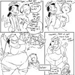 anthro big_breasts black_hair breasts cleavage clothed clothing disguise eating electronics female food hair hat headgear headphones headwear male mask meat overweight overweight_female sharp_teeth teeth text text_on_clothing text_on_hat text_on_headwear thick_thighs shamelesss /trash/ 4chan trish_(4chan) american_opossum human mammal marsupial 1:1 comic english_text monochrome