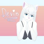 anthro blue_eyes bra clothing female fur hair simple_background solo underwear white_body white_fur white_hair yeetboi420z devin_(yeetboi420z) domestic_cat felid feline felis mammal 1:1 hi_res