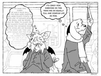 ambiguous_gender anthro bat_wings biped black_text blush blush_lines bodily_fluids clothing drooling floppy_ears grey_text group inside_train jacket lyrics membrane_(anatomy) membranous_wings open_mouth public_transportation saliva scarf sitting text thinking thought_bubble topwear trio wings luckymuttz bat canid canine canis domestic_dog mammal digital_drawing_(artwork) digital_media_(artwork) english_text hi_res monochrome