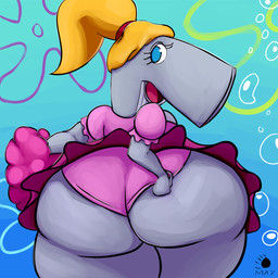 anthro big_butt biped blonde_hair bottomwear bubble butt butt_focus clothing female female_anthro flower flower_cloud_(spongebob) grey_body hair plant ponytail presenting presenting_hindquarters skirt solo underwater underwear water assassincarl nickelodeon spongebob_squarepants pearl_krabs aquatic cetacean mammal physeteroid sperm_whale toothed_whale whale 1:1 2020 digital_media_(artwork) hi_res portrait three-quarter_portrait
