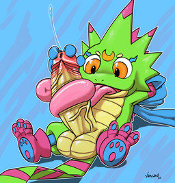 anthro autotonguejob balls big_balls big_penis bodily_fluids cute_fangs erection fangs foreskin genital_fluids genitals glistening glistening_balls glistening_genitalia glistening_penis green_body holding_penis hood humanoid_genitalia humanoid_penis long_tongue looking_at_genitalia looking_at_own_penis looking_at_penis looking_at_self lying male markings masturbation on_back open_mouth oral oral_masturbation orange_eyes penile penile_masturbation penis penis_on_tongue precum retracted_foreskin saliva saliva_on_penis saliva_on_tongue sex small_but_hung smile solo teeth tongue tongue_on_penis tongue_out tonguejob vein veiny_penis conditional_dnp vanzard bandai_namco digimon fan_character digimon_(species) gekkomon absurd_res hi_res