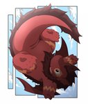 belly biped cute_fangs fangs feet feral kemono male red_body slightly_chubby solo tail teeth wings hinami mythology dragon mythological_creature mythological_scalie scalie 2011