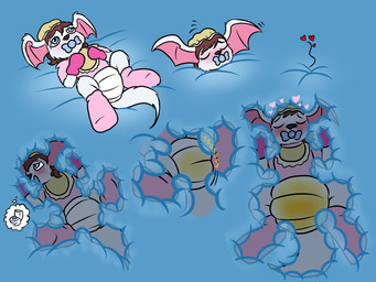abdl anthro bib big_ears blue_eyes blush bodily_fluids bonnet bound clothing diaper encasement female footwear fur genital_fluids handwear headgear headwear heart_symbol mittens object_in_mouth pacifier pacifier_in_mouth sinking snout socks soiled_diaper solo thought_bubble unclean_diaper urine used_diaper wetting white_body white_fur sandentwins slightly_damned quinn_(quinn) quinn_cloudfur jakkai mammal 4:3 hi_res sequence