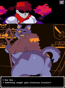 1_eye anthro big_butt butt button_(fastener) button_eyes dialogue duo fur imminent_sex male overweight overweight_anthro overweight_male plushie presenting presenting_hindquarters purple_body purple_fur seam_(sewing) slightly_chubby slightly_chubby_anthro slightly_chubby_male solo solo_focus staff stitch_(sewing) teasing text doctorhiruluk deltarune undertale_(series) seam_(deltarune) varik_(brandish) vessel_(deltarune) animate_inanimate darkner felid feline human living_plushie mammal english_text hi_res