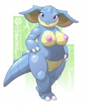 anthro anthrofied big_breasts biped blue_body blue_skin breasts female genitals looking_at_viewer nipples nude pokemorph pussy red_eyes solo standing tail donotdelete nintendo pokemon queenie_(shoutingisfun) generation_1_pokemon nidoqueen pokemon_(species)