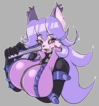 anthro big_breasts breasts clothing female fur hair lipstick makeup purple_body purple_fur purple_hair spiked_clothing spikes solratic cyberconnect2 little_tail_bronx solatorobo opera_kranz domestic_cat felid feline felineko felis mammal russian_blue bust_portrait hi_res portrait