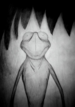 anthro constricted_pupils horror_(theme) male mouth_shot open_mouth pupils scared sharp_teeth small_pupils solo teeth avargus777 creepypasta faith_buddies muppets amphibian frog muppet 2021 absurd_res hi_res