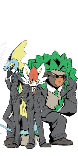 ambiguous_gender anthro blue_body bottomwear cigarette clothing eyewear fur green_hair group hair narrowed_eyes pants smile smoke smoking suit sunglasses trio white_body white_fur yellow_eyes shaolin_bones nintendo pokemon cinderace generation_8_pokemon haplorhine inteleon mammal pokemon_(species) primate reptile rillaboom scalie 2020 hi_res