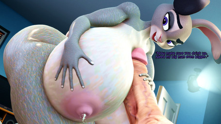 5_fingers anthro areola big_breasts big_penis bodily_fluids breasts buckteeth butt duo female fingers fur genitals grey_body grey_fur huge_breasts huge_penis humanoid_genitalia humanoid_penis hyper hyper_breasts inside lactating male nipples nude penis pink_areola pink_nipples teeth text white_body white_fur coriponer disney zootopia judy_hopps human lagomorph leporid mammal rabbit 16:9 2023 3d_(artwork) 4k absurd_res digital_media_(artwork) english_text hi_res widescreen