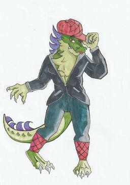 anthro barefoot bottomwear claws clothing feet green_body hat headgear headwear jacket long_tail looking_at_viewer male pants polish_cartoon polish_mythology red_clothing red_hat red_headwear smile smiling_at_viewer solo tail teeth teeth_showing tongue tongue_out topwear wearing_hat yellow_eyes flipsyflipsy mythology smok_wawelski dragon mythological_creature mythological_scalie scalie hi_res