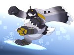 anthro big_feet black_hair claws feet fluffy fur grey_body grey_fur hair hair_over_eyes leather long_ears male pawpads solo charu bandai_namco digimon fan_character angoramon digimon_(species) lagomorph leporid mammal rabbit 4:3 hi_res