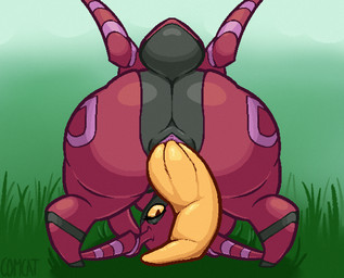 animal_genitalia animal_penis ass_up bedroom_eyes big_butt butt butt_focus cetacean_genitalia cetacean_penis eyelashes eyeliner eyeshadow feral genital_slit genitals glistening_eyelids glowing glowing_eyes grass highlights_(coloring) huge_butt looking_at_viewer looking_through looking_through_legs looking_through_legs_at_viewer makeup male narrowed_eyes penis plant presenting presenting_hindquarters raised_behind seductive short_tail simple_background solo spread_legs spreading stubby_legs tail tapering_penis thick_thighs wide_hips yellow_eyes comradecat nintendo pokemon arthropod generation_5_pokemon pokemon_(species) scolipede digital_drawing_(artwork) digital_media_(artwork) shaded