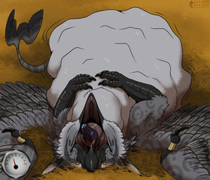 anthro beak belly big_belly dominant duo feathered_wings feathers feral forced fuel_gauge fur hand_on_belly huge_belly larger_dom larger_male lying male male/male meter multiple_prey neck_bulge nude on_back open_mouth oral_vore overweight size_difference smaller_male struggling struggling_prey swallowing tail teeth tongue tongue_out tongue_wrap unwilling_prey vore wings alvaviva mythology darastrix_(ihavexboxlive) fenfie avian dinosaur dromaeosaurid feathered_dinosaur feathered_scalie gryphon mythological_avian mythological_creature mythological_scalie prehistoric_species reptile saurischian scalie theropod