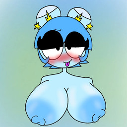 aged_up anthro big_breasts breasts female nipples solo star_ear_piercing teasing teasing_viewer the_symbol_bunnies tongue tongue_out cassidydemonic mimioa_(the_symbol_bunnies_) bear humanoid magabear mammal polar_bear ursine