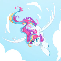 blue_eyelashes blush cloud day eyelashes feathered_wings feathers female feral flying happy hooves looking_up open_mouth open_smile outside sky smile solo spread_wings white_body wings melodylibris hasbro my_little_pony mythology fan_character equid equine mammal mythological_creature mythological_equine pegasus 1:1 absurd_res hi_res