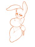 anthro bedroom_eyes big_breasts breasts female looking_at_viewer narrowed_eyes seductive simple_background solo onsti lagomorph leporid mammal rabbit absurd_res hi_res sketch