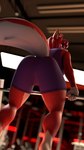 3d_(artwork) 4k 9:16 absurd_res anthro ass_up athletic_wear bent_over big_butt bottomwear butt butt_focus canid canine canis clothed clothing danielle_sterling_(spitfire420007) digital_media_(artwork) exercise female fur gym_bottomwear gym_shorts hair hi_res inside looking_back mammal miss_yelp red_body red_fur red_hair shorts skimpy solo topwear weightlifting wolf workout yellow_eyes