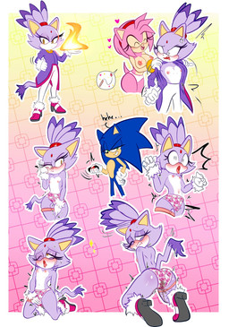 accessory ahegao anthro bent_over big_breasts bite biting_lip blush bodily_fluids bottomwear bracelet breasts clothed clothing coat dominant dominant_anthro dominant_male ejaculation elemental_manipulation female fire fire_manipulation footwear forehead_gem gem genital_fluids gloves group hair hair_accessory hairband handwear high_heels jewelry kneeling looking_pleasured male one_eye_closed panties pants ponytail sex_toy shoes smug_face submissive submissive_anthro submissive_female tail topless topless_female topwear trio underwear vaginal_fluids vaginal_squirting vibrator demichan sega sonic_the_hedgehog_(series) amy_rose blaze_the_cat sonic_the_hedgehog domestic_cat eulipotyphlan felid feline felis hedgehog mammal hi_res