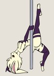 anthro black_sclera clothed clothing dancing female flexible hand_on_floor orange_eyes pole pole_dancing raised_leg skimpy solo stripper white_body fourssss lagomorph leporid mammal rabbit hi_res