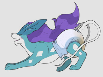 2_tails ambiguous_gender big_diaper blue_body blue_fur blush bodily_fluids clothed clothing diamond_(marking) diaper diaper_only downward_dog eyes_closed feral fur genital_fluids hair head_crest long_hair markings multi_tail multicolored_body multicolored_fur open_mouth open_smile purple_hair side_view simple_background smile solo tail topless two_tone_body two_tone_fur unclean_diaper urine used_diaper using_diaper wearing_diaper wet_diaper wetting wetting_diaper white_background white_body white_fur white_markings white_tail scripin nintendo pokemon generation_2_pokemon legendary_pokemon pokemon_(species) suicune 2025 4:3 absurd_res full-length_portrait hi_res portrait