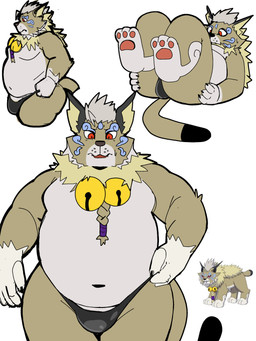 anthro anthrofied beard bell belly braided_beard brown_body brown_fur bulge clothing facial_hair facial_markings fupa fur head_markings lying male markings moobs navel on_back overweight pawpads red_eyes solo thong underwear coolietf bandai_namco digimon digimon_beatbreak cougarmon digimon_(species) 3:4 hi_res