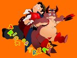 anthro belly clothing duo holidays humanoid_hands kemono male moobs nipples overweight overweight_male simple_background text underwear kira_nerisu halloween incubus! ink_incuberia canid canine human mammal 2014