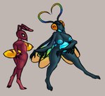 anthro big_breasts breasts butt butt_grab duo female hand_on_butt looking_back multiple_poses nude pose hhbrother ant arthropod hymenopteran insect mantis sketch