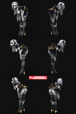 anthro black_nipples breasts butt claws clothed clothing clothing_around_legs exposed_breasts female food food_fetish food_in_pussy food_insertion food_play footwear forniphilia hair high_heels improvised_sex_toy legwear maid_uniform nipples panties panties_around_legs paws penetration popsicle red_eyes shoes solo standing stockings tail text thigh_highs underwear underwear_around_legs uniform vaginal vaginal_penetration bambookat hellaverse helluva_boss mythology loona_(helluva_boss) canid canid_demon canine demon hellhound mammal mythological_canine mythological_creature 2:3 3d_(artwork) 3d_model_showcase absurd_res digital_media_(artwork) english_text hi_res