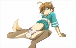 black_nose blue_eyes briefs brown_hair bulge canine clothing dog dragondrawer hair half-erect male mammal midriff morenatsu penis plain_background shun sitting solo underwear white_background
Rating: Questionable
Score: 22
User: Pokelova
Date: November 20, 2013