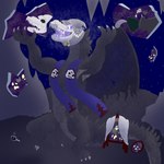 3_toes 4_fingers ambiguous_gender black_body black_scales black_wings bone broken_mirror cave claws crown fangs feet feral fingers glowing glowing_eyes glowing_mouth grey_body grey_scales hands_up headgear horn jewelry membrane_(anatomy) membranous_wings mirror night on_hind_legs open_mouth purple_eyes raised_head religious_symbol rock scales scared_face sharp_teeth skeleton skull skull_head sky smile solo spiked_back spiked_tail spikes spikes_(anatomy) stalactite stalagmite star starry_sky stole_(clothing) tail teeth toes tongue torn_wing trapped_in_mirror white_body white_scales wings anoelotl dungeons_and_dragons hasbro mythology wizards_of_the_coast dragon mythological_creature mythological_scalie reptile scalie shadow_dragon 1:1 absurd_res colored digital_media_(artwork) hi_res shaded