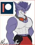 abs anthro big_bulge biped border bottomwear bulge clothing eyewear goggles huge_bulge hyper leg_markings male male_anthro markings muscular muscular_anthro muscular_male nipple_outline pants patreon_logo pecs red_border shirt smile smirk smug smug_face solo tank_top thigh_markings topwear underwear rxq league_of_legends patreon riot_games tencent rumble_(lol) yordle