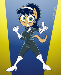 abstract_background anthro black_hair boots clothing female footwear front_view gesture gloves go-go_boots green_eyes grin hair hand_gesture handwear high_heeled_boots high_heels jumpsuit looking_at_viewer open_mouth open_smile pointing shoes smile solo standing tail tight_clothing toony gavanzude nickelodeon t.u.f.f._puppy kitty_katswell domestic_cat felid feline felis mammal 2023 alternate_version_at_paywall colored full-length_portrait hi_res portrait signature