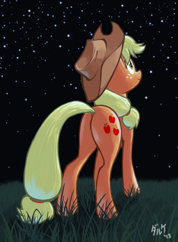 applejack_(mlp) blonde_hair butt cowboy_hat cutie_mark daruqe equine female freckles friendship_is_magic fur green_eyes hair hat horse mammal my_little_pony night orange_fur pony stars
Rating: Safe
Score: 7
User: Lunaz
Date: April 12, 2014